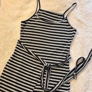 Cupshe Striped Black and White Wrap Dress